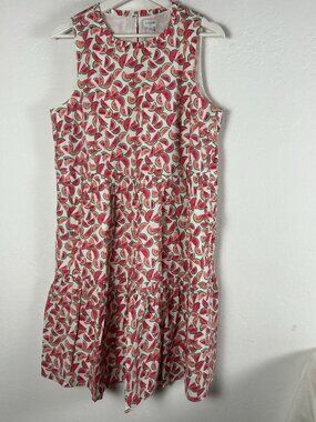 J.Crew Womens Watermelon Print Sleeveless Tiered Dress Size 12 White/Red Casual
